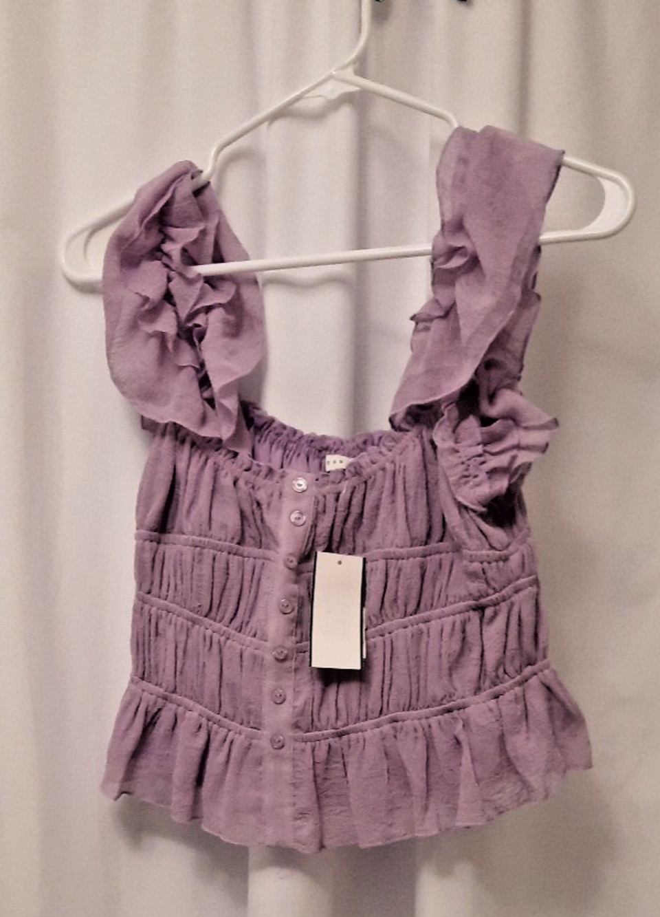 Lush S Nwt Lilac Ruffle Button Blouse